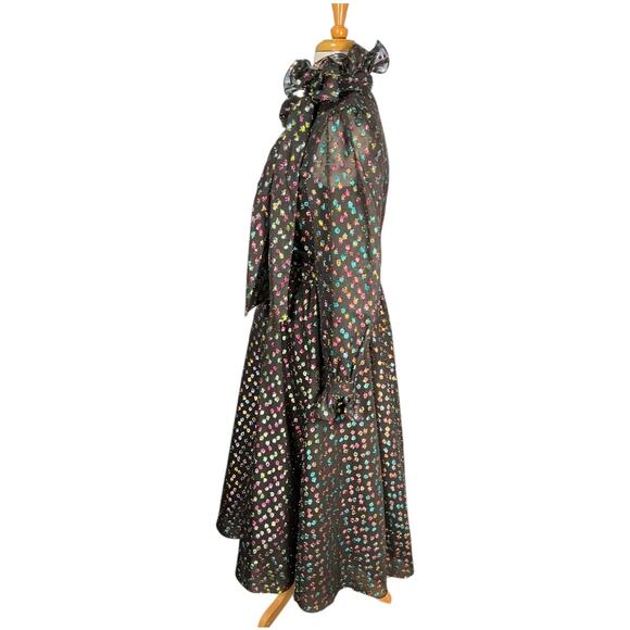Halogen x Atlantic-Pacific XS Set High Neck Blouse Midi Skirt Multicolor Dot - Picture 3 of 16